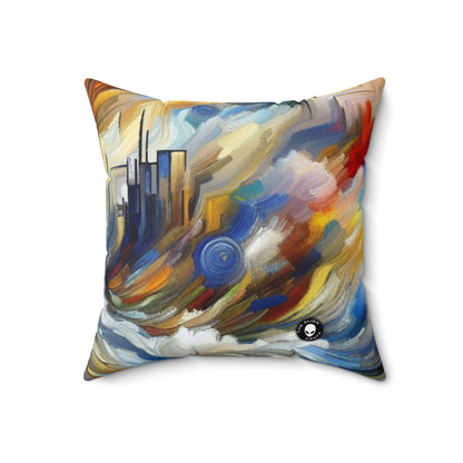 "Storm of Emotions"- The Alien Spun Polyester Square Pillow Expressionism