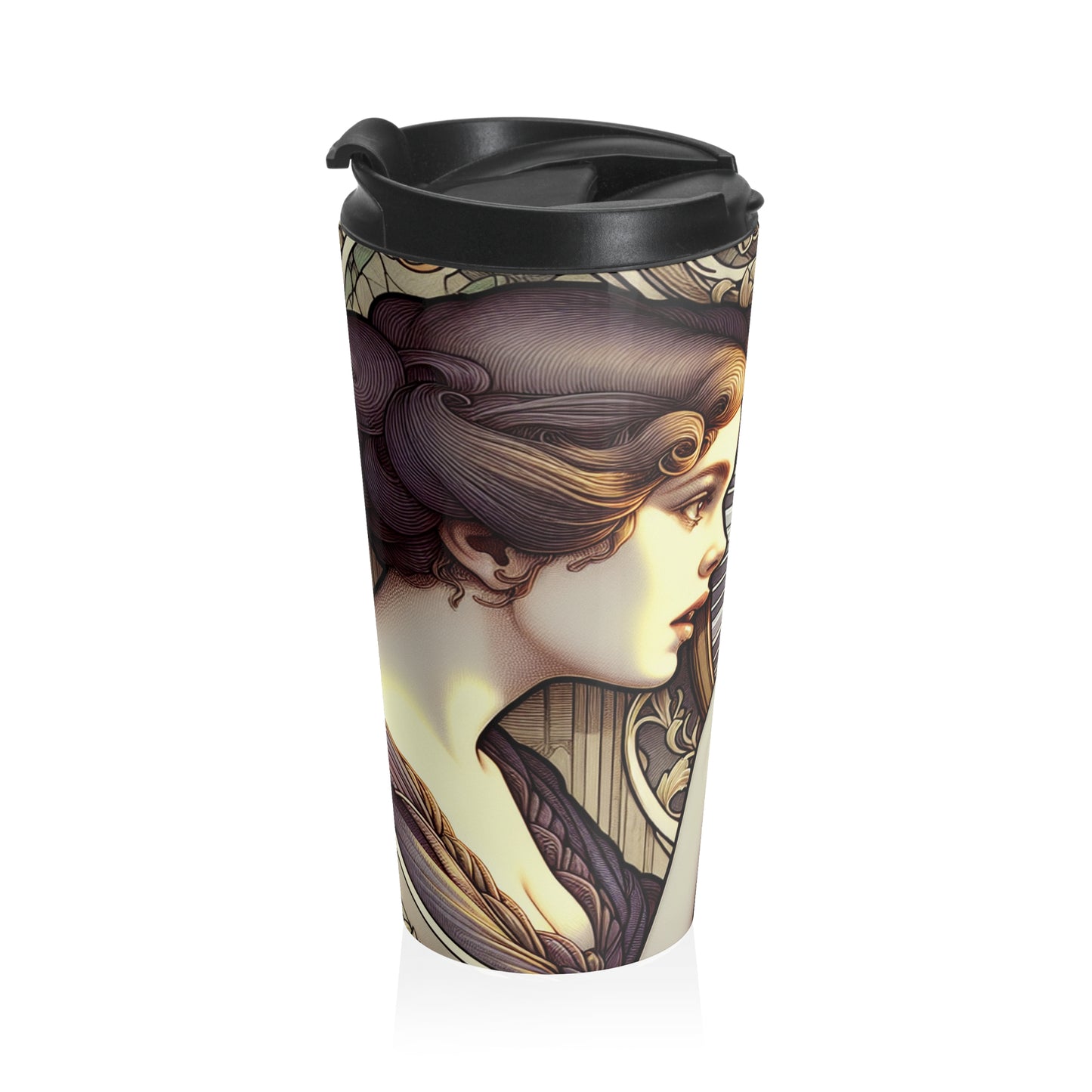 "Reflejo de la belleza" - Taza de viaje de acero inoxidable The Alien Art Nouveau