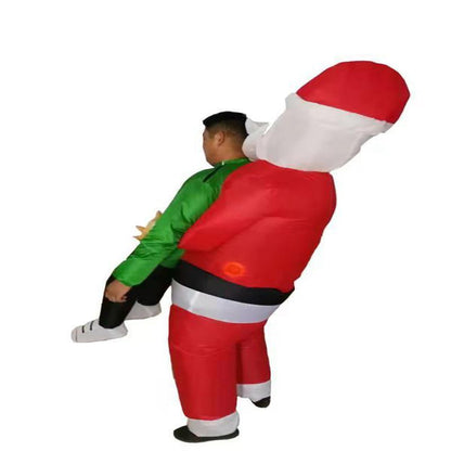 Disfraz inflable de Papá Noel con gente en brazos, disfraz de cosplay de anime navideño para fiesta navideña de adultos, prenda inflada