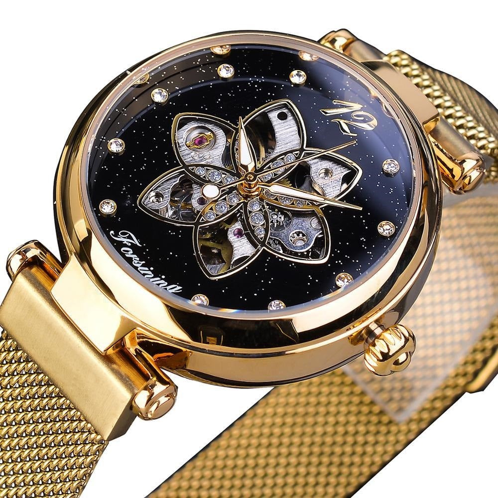 Casual Mesh Belt Automatic Mechanical Watch