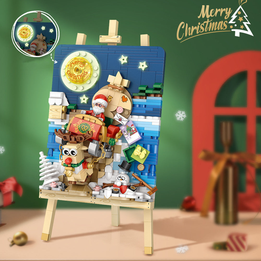 Pintura 3D de árbol de Navidad con forma de trineo y partículas pequeñas