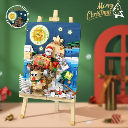 Pintura 3D de árbol de Navidad con forma de trineo y partículas pequeñas