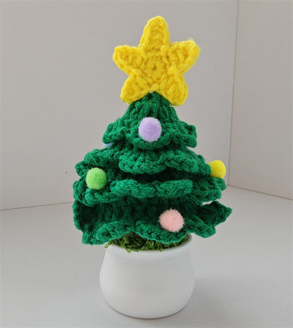 Handmade Crocheted Christmas Tree Wool Pot Shopping Mall Night Market Desktop Decoration