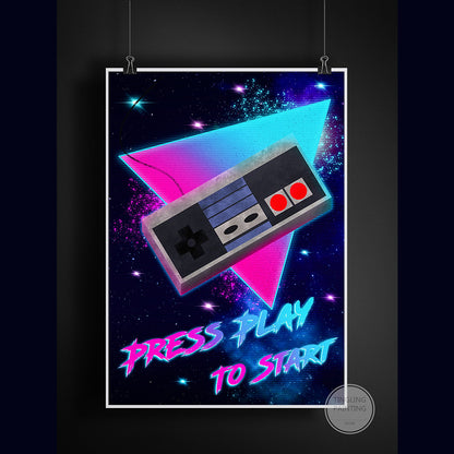 Retro Neon Game Poster Canvas Painting