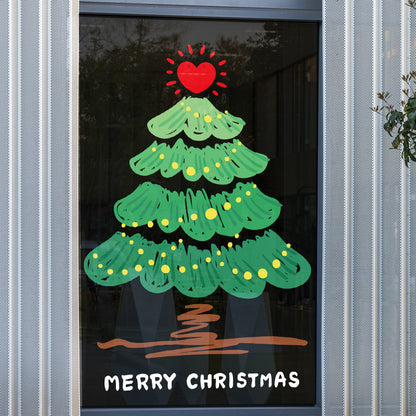 Pegatina para ventana de cristal con forma de árbol de Navidad