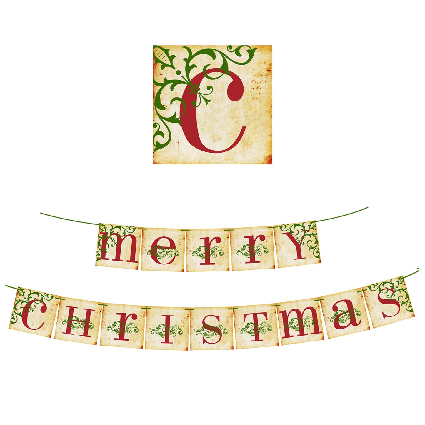 Christmas Party Decoration Layout Hanging Flag Banner