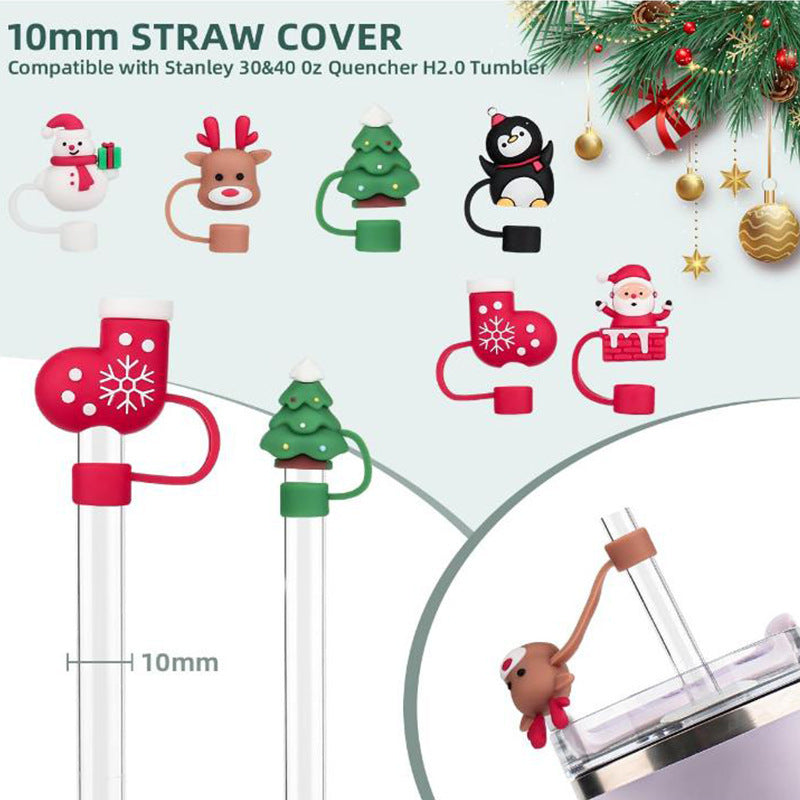 New Christmas Straw Dust Cover 10mm Cup Accessories