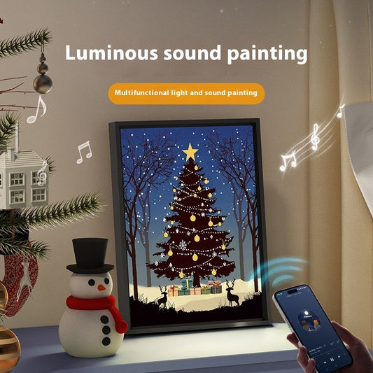 2024 Nouveau haut-parleur lumineux Peinture d'arbre de Noël Haut-parleur Bluetooth Ornement de bureau Cadeau Lumière et ombre Art Éclairage