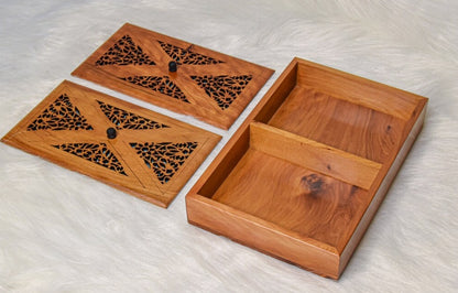 Coffret à bijoux en loupe de haute qualité 15 x 10 pouces, miroir à l'intérieur du couvercle, boîte en thuya avec clé de verrouillage, boîte décorative, boîte à souvenirs, idée cadeau, cadeau de Noël