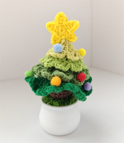 Handmade Crocheted Christmas Tree Wool Pot Shopping Mall Night Market Desktop Decoration