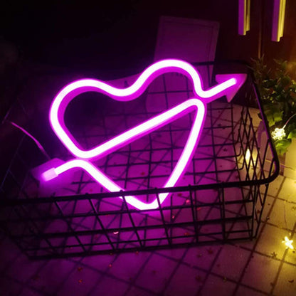 One Arrow Through The Heart Shape Latex Neon Lights