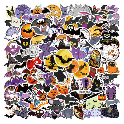 Autocollants de dessin animé citrouille chauve-souris d'halloween, décoration pour coffre de voiture, cadeau pour enfants, 100