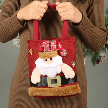 Bolsa de regalo de dulces navideños para niños, divertida y creativa, con forma de Papá Noel, alce, muñeco de nieve, oso, pequeña bolsa decorativa para árbol de Navidad