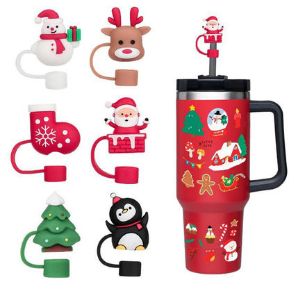 New Christmas Straw Dust Cover 10mm Cup Accessories