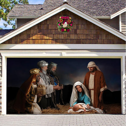 Christmas Background Fabric Garage Door Tapestries Cloth Decoration