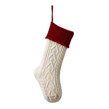 Knitted Wool Christmas Candy Bag Hanging Tassel Socks