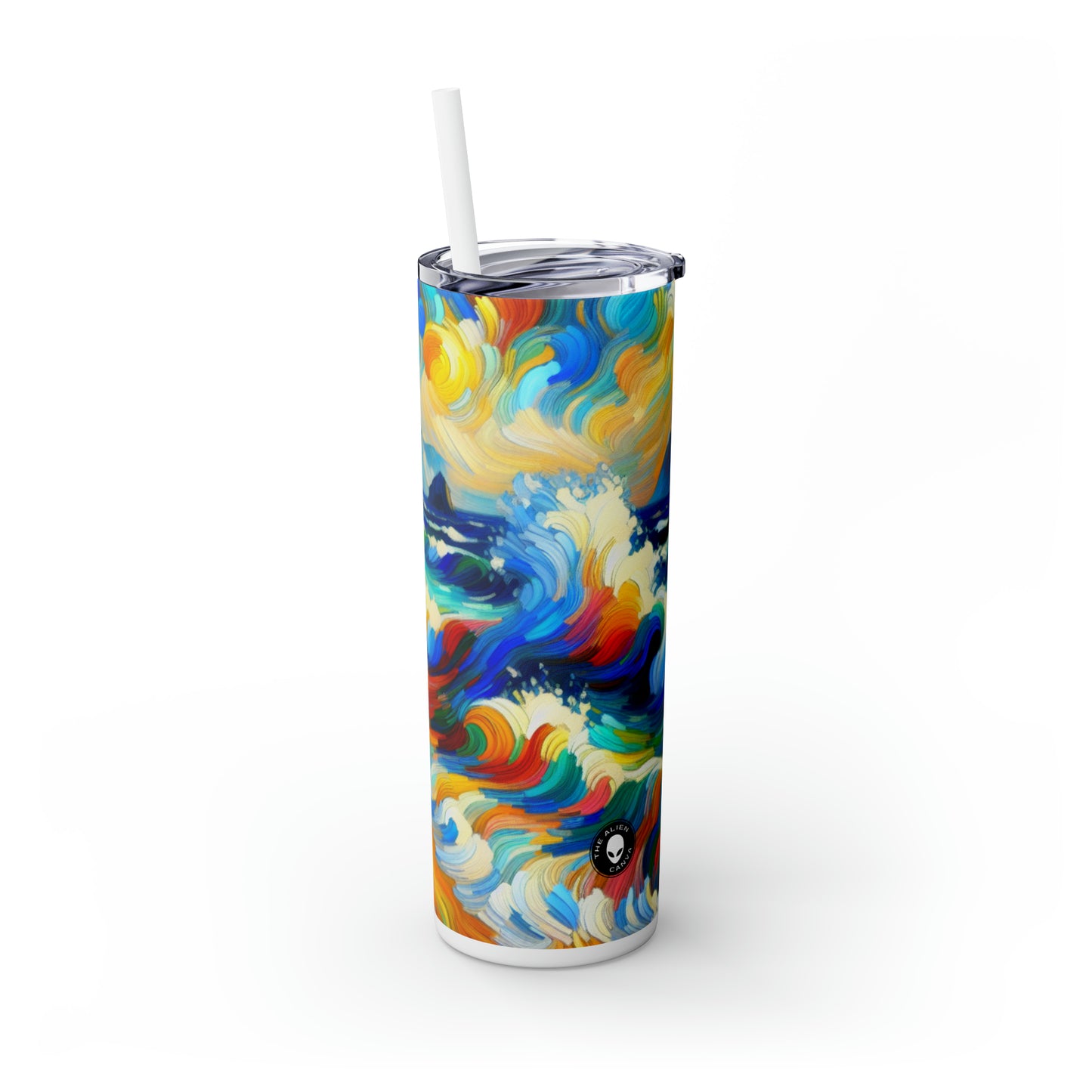 "The Fauvist Shore" - The Alien Maars® Skinny Tumbler with Straw 20oz Fauvism