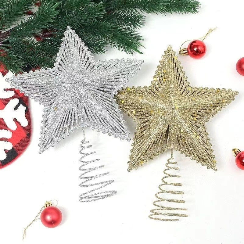 Iron Christmas Tree Top Five-pointed Star Luminous Decoration Christmas Decorations Small Ornaments