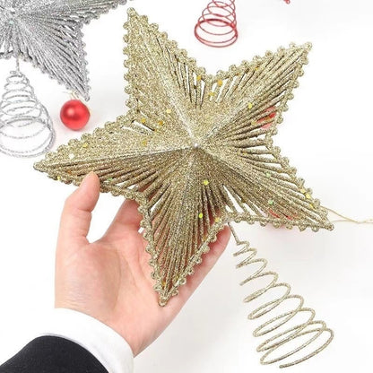 Iron Christmas Tree Top Five-pointed Star Luminous Decoration Christmas Decorations Small Ornaments