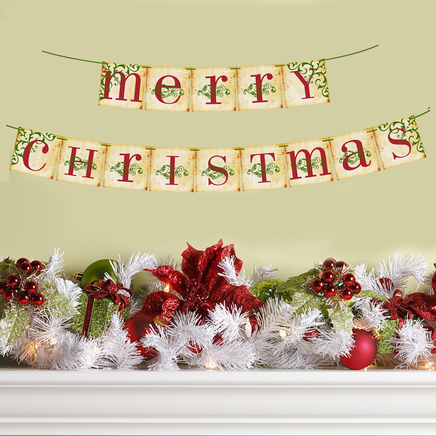 Christmas Party Decoration Layout Hanging Flag Banner