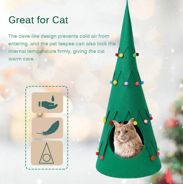 Pet Felt Christmas Tree Foldable Tent Dogs And Cats Semi-closed Four Seasons Universal