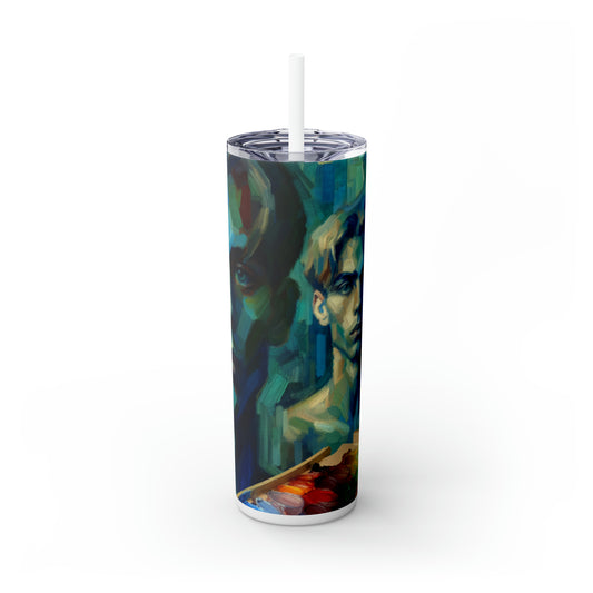 "Soothing Gaze" - The Alien Maars® Skinny Tumbler with Straw 20oz Expressionism Style