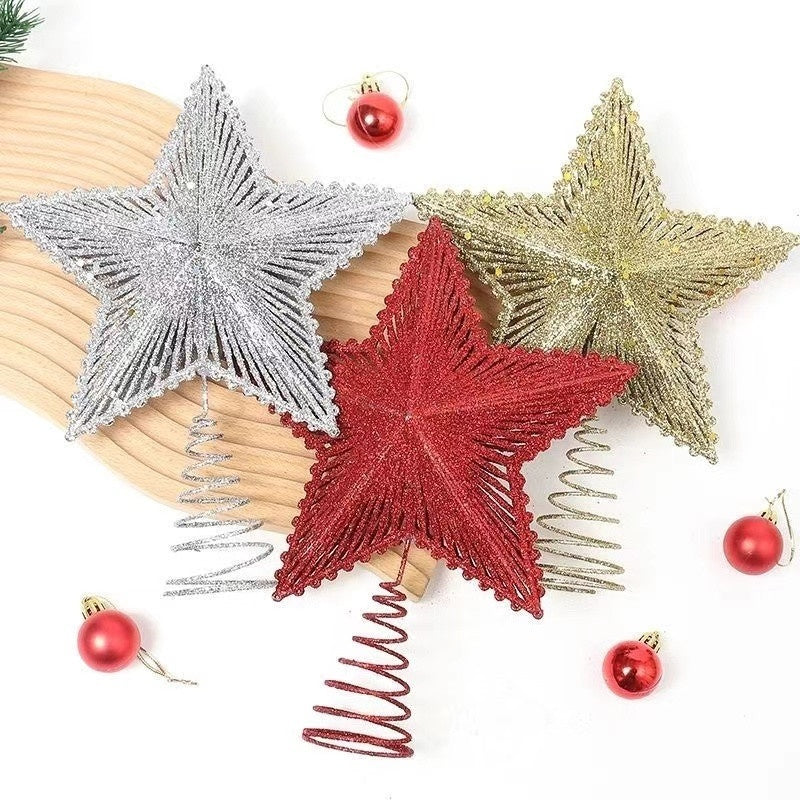 Iron Christmas Tree Top Five-pointed Star Luminous Decoration Christmas Decorations Small Ornaments