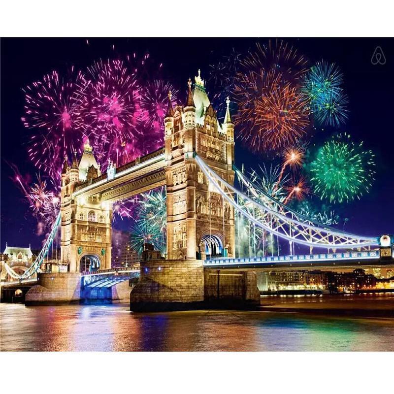 5D Diamond Painting - Tower Bridge am Silvesterabend