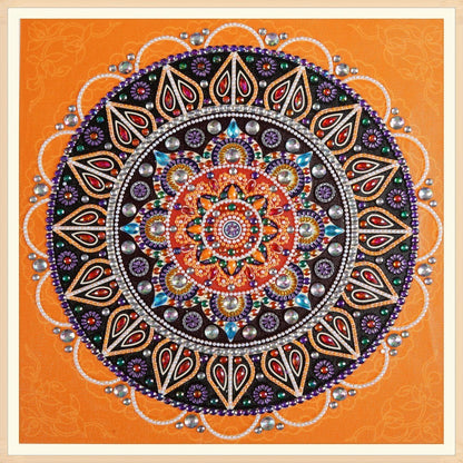 Peinture diamant de forme spéciale Mandala orange