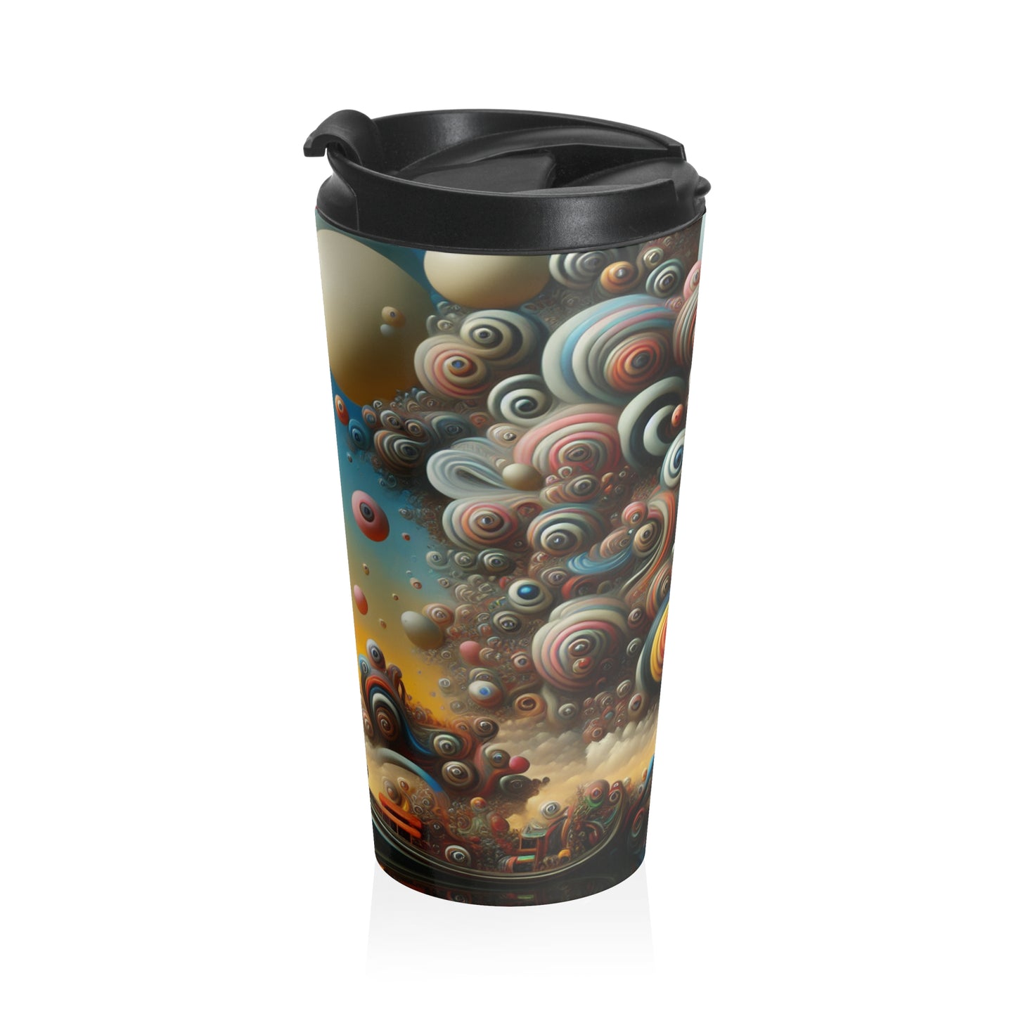 "Dreamscape Sojourn" - The Alien Stainless Steel Travel Mug Surrealism