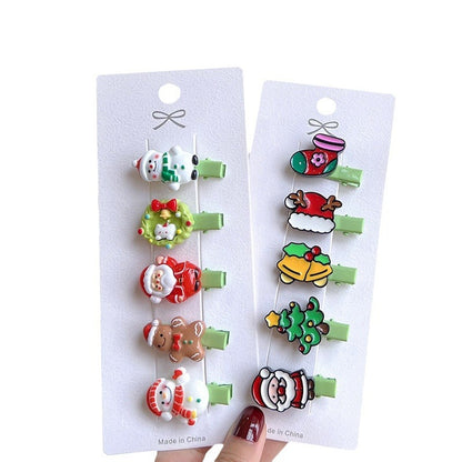 Accessoires pour cheveux de Noël Barrettes pour petite fille en forme d'élan et de sapin de Noël