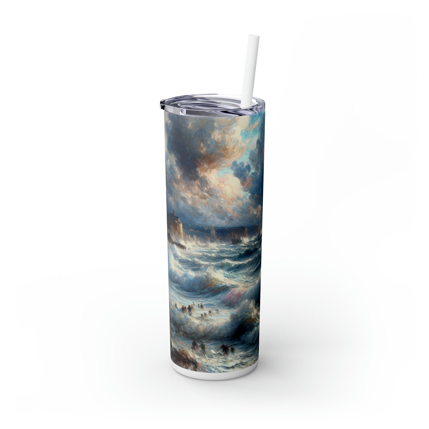 "Storm-Tossed Seas" - The Alien Maars® Skinny Tumbler with Straw 20oz Impressionism