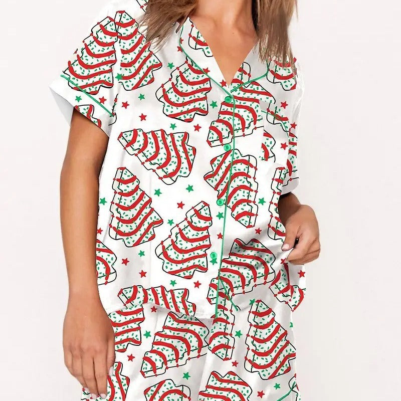 Casual Plus Size Temperament Christmas Tree Printing Suit