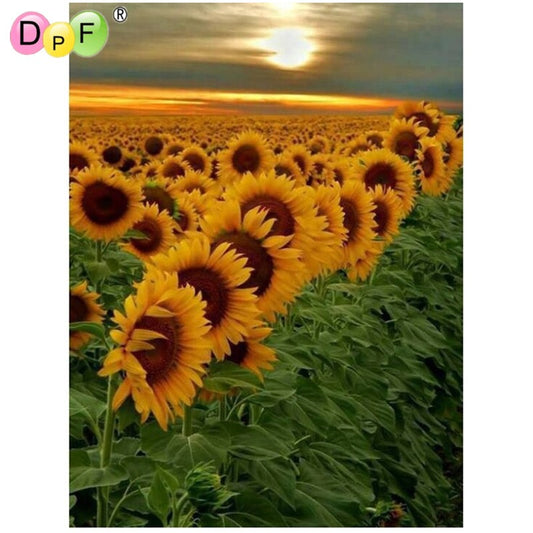 New 5D DIY Diamond Painting Crystal Cross Needlework kits Sunflower farm diamond embroidery Landscape Home Decorative