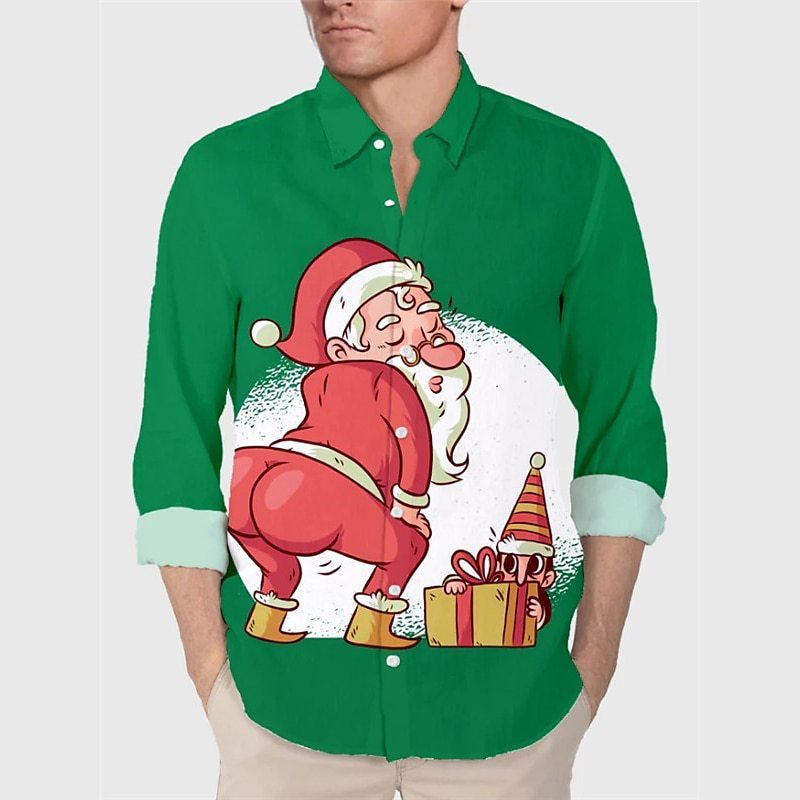 Chemise à revers avec impression numérique 3D en forme de sapin de Noël