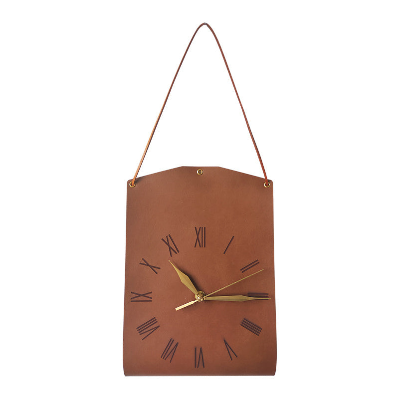 Bag-shaped Creative Wall Clock Modern Art Clock Watch Wall Retro Leather Personality Living Room Bedroom Mute