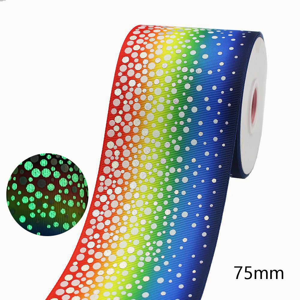 Cinta fluorescente bronceadora de arco iris de Color sólido con ingredientes de lazo de pelo trenzado roscado luminoso de 75mm