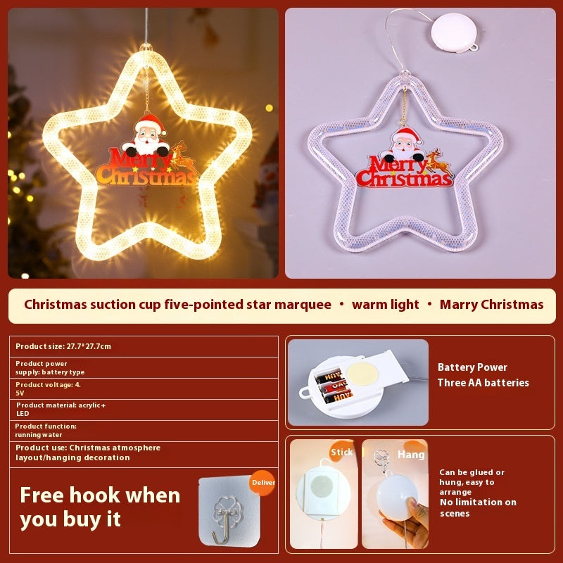 Christmas Decoration Pendant Five-pointed Star Horse Running LED Light