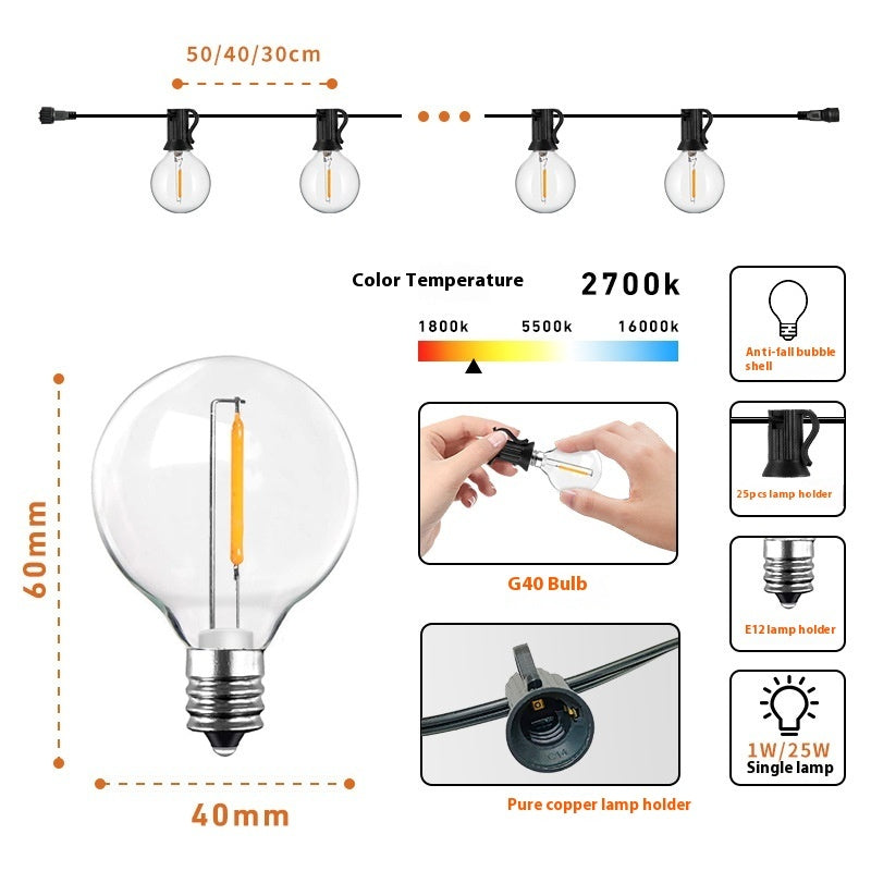 Solar Retro Outdoor Camping Atmosphere Halloween Decorative String Lights