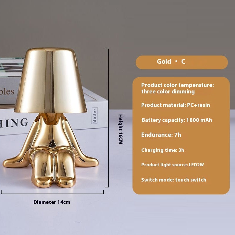 Creative Small Gold Statue Ambience Light Creative Decoration Thinker Night Light