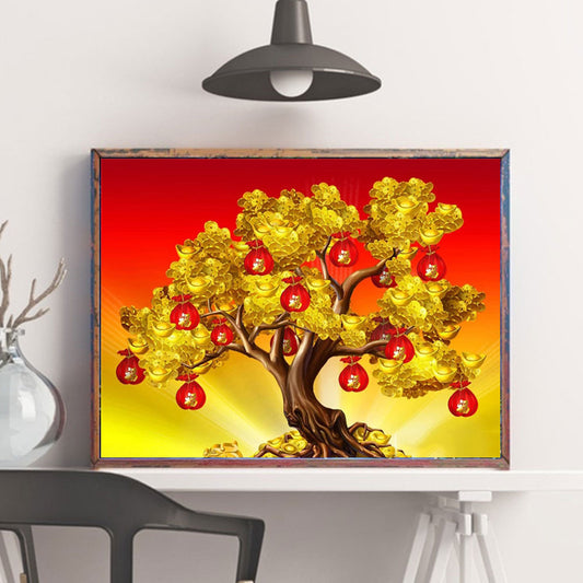 5D Diamond Painting Tree Full Square Round Embroidery Cross Stitch Landscape Mosaic