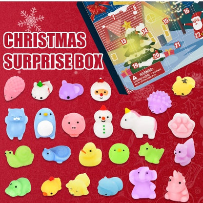 Dowmoo Christmas Pinch Joy Advent Calendar Blind Box, 24 Boxes Christmas Surprise Blind Box Rubber Animal Toys