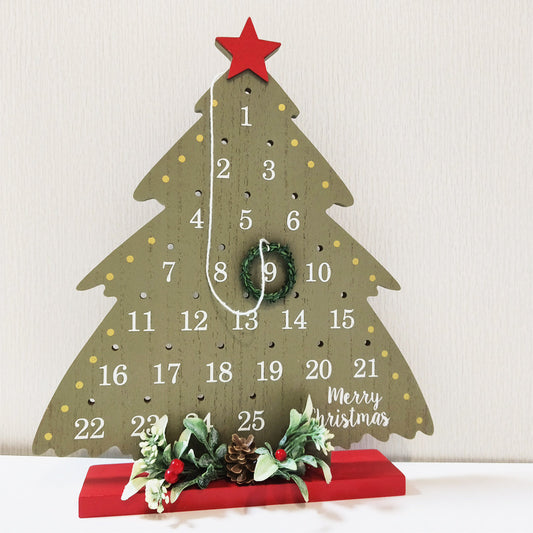 Christmas Decoration Small Tree Vine Ring Countdown Calendar Ornaments Wooden