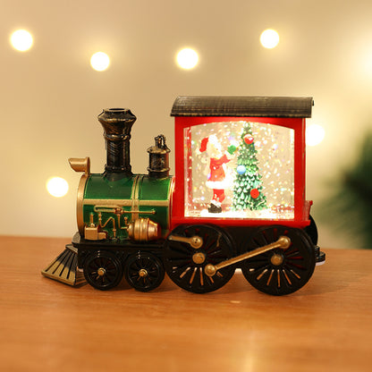 New Christmas Decoration Santa Claus Water Injection Brush Gold Train Decoration Small Night Lamp Christmas Gift