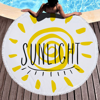 Summer round printed beach towel