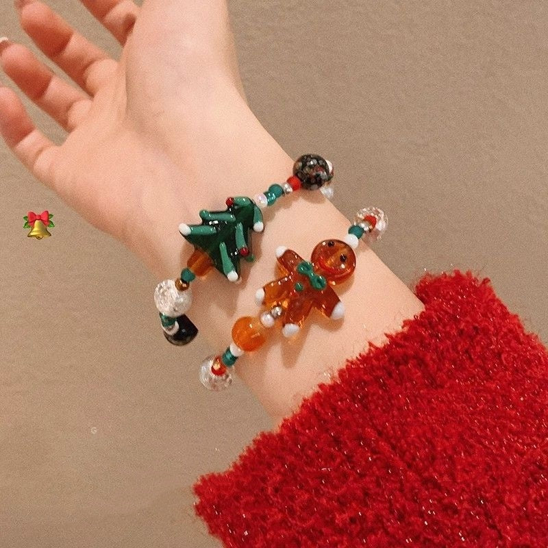 Bracelet de perles émaillées en forme d'arbre de Noël de luxe léger