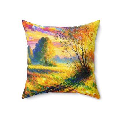 « Vibrant Springtime Sky » - L’oreiller carré en polyester filé Alien style fauvisme