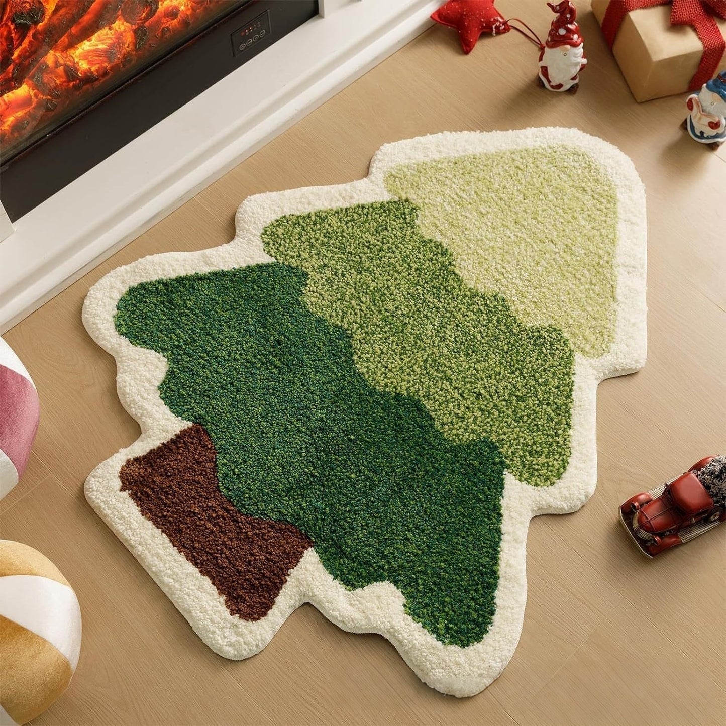 Tapis en cachemire avec motif d'arbre de Noël pour la maison, tapis de porte antidérapant pour la veille de Noël, tapis de salle de bain