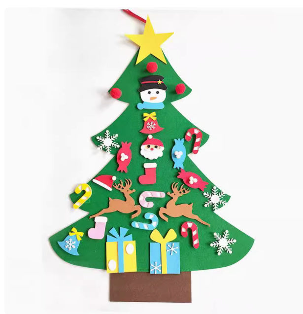 Árbol de Navidad de fieltro para hacer tú mismo, decoración navideña para el hogar Navida