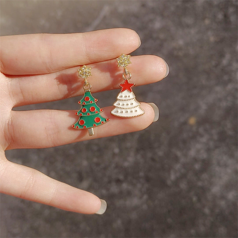 Boucles d'oreilles sapin de Noël petites boucles d'oreilles tendance diamant pour femme